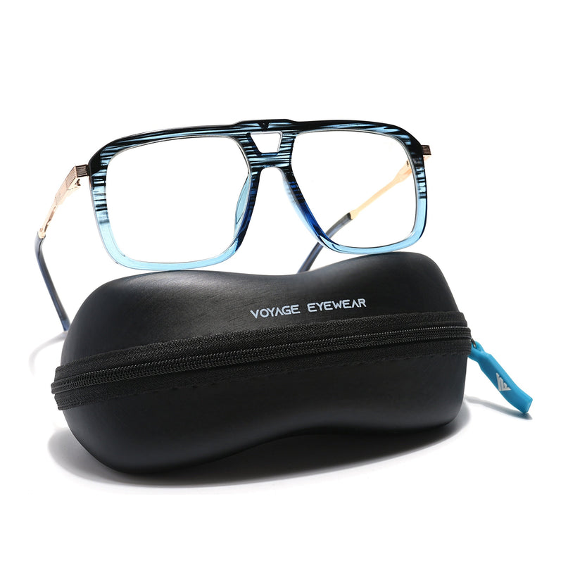 Voyage Veloura Select Black & Blue Wayfarer Eyeglasses for Men & Women - SLMG6196-C4