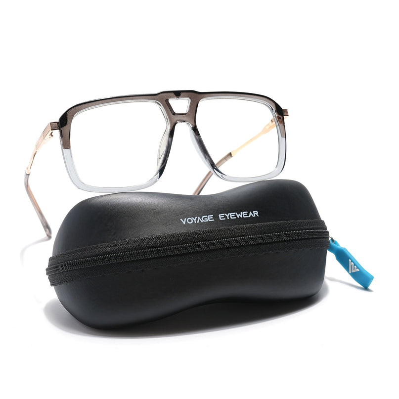 Voyage Veloura Select Silver & Transparent Wayfarer Eyeglasses for Men & Women - SLMG6197-C5