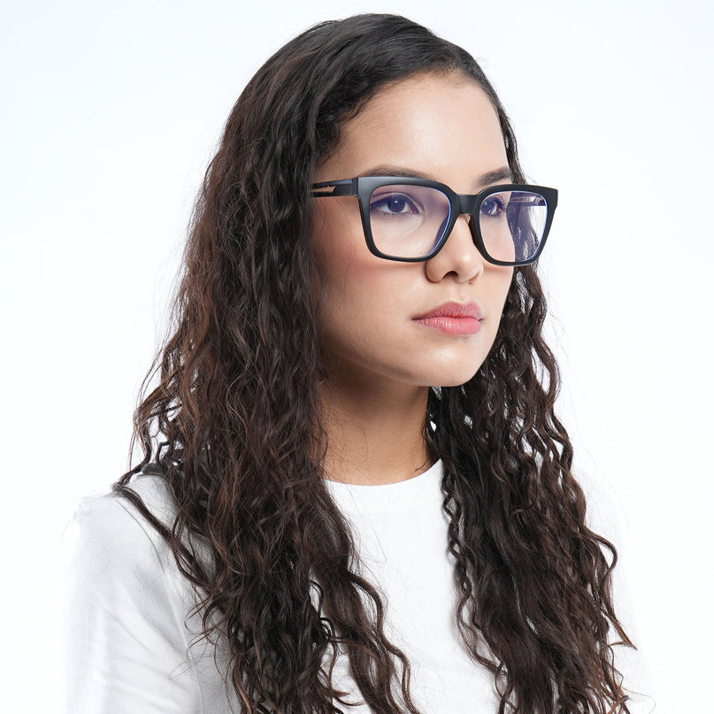 Voyage Lumina Black Wayfarer Eyeglasses for Men & Women - MG5391-C1