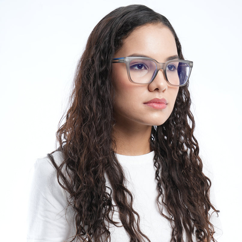 Voyage Lumina Grey Wayfarer Eyeglasses for Men & Women - MG5392-C2