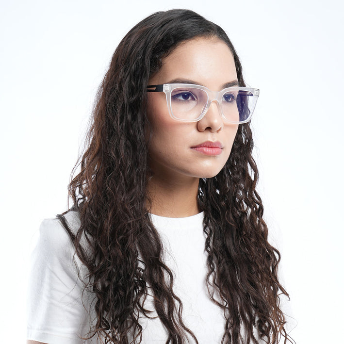 Voyage Lumina Matt Transparent Wayfarer Eyeglasses for Men & Women - MG5393-C3