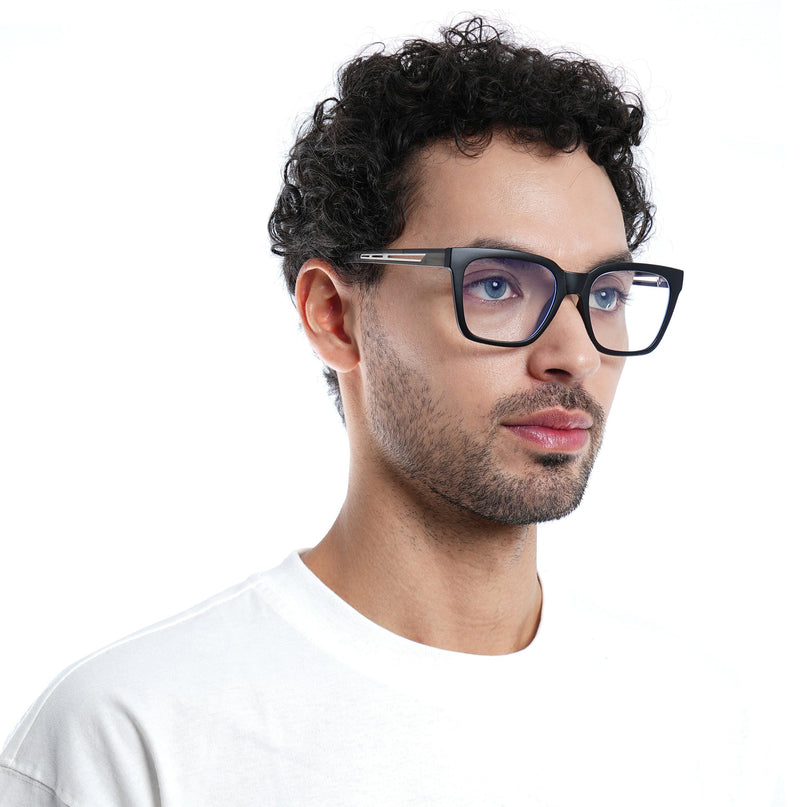 Voyage Lumina Black Wayfarer Eyeglasses for Men & Women - MG5394-C4