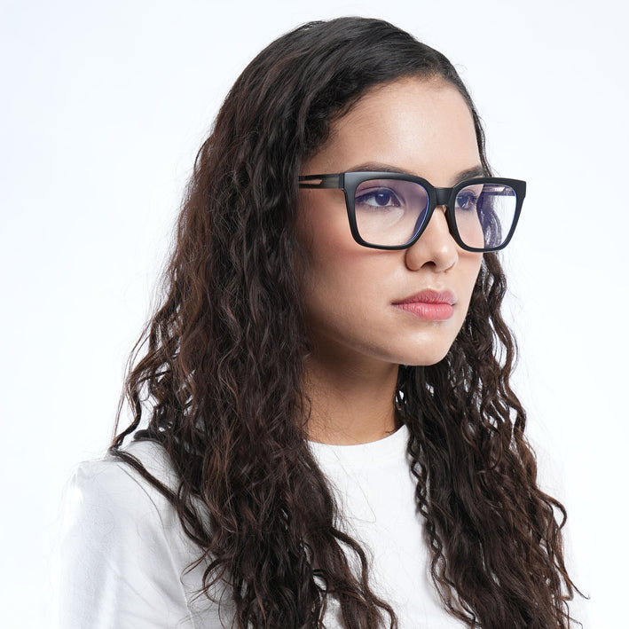 Voyage Lumina Black Wayfarer Eyeglasses for Men & Women - MG5394-C4