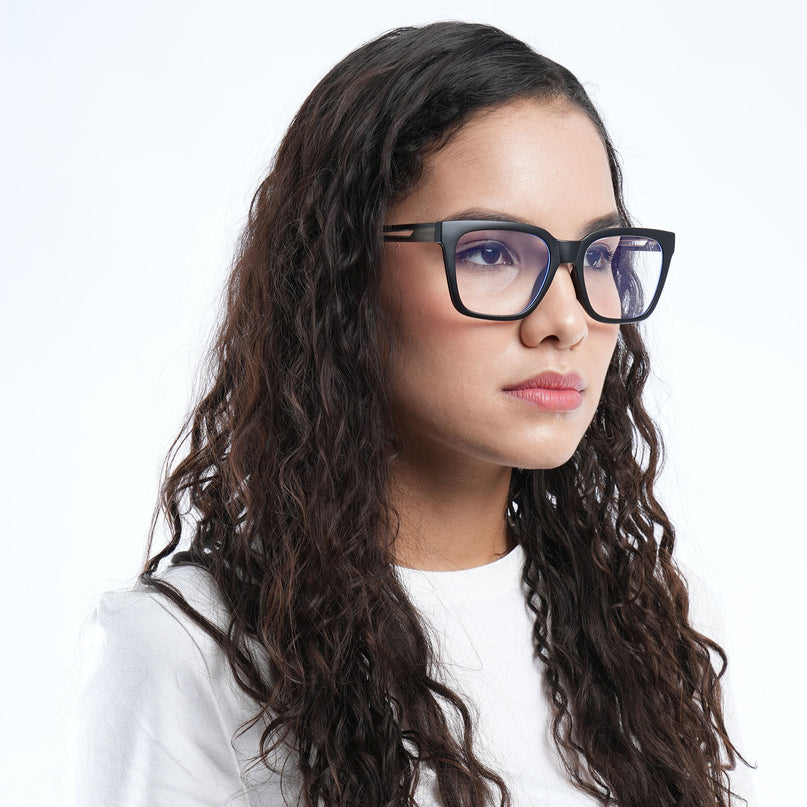 Voyage Lumina Black Wayfarer Eyeglasses for Men & Women - MG5394-C4