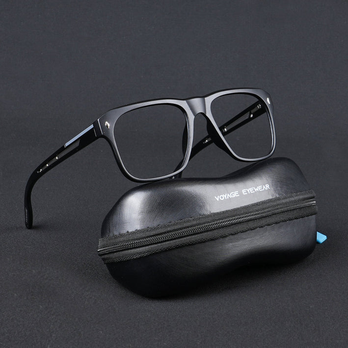 Voyage Lumina Black Wayfarer Eyeglasses for Men & Women - MG5396-C1
