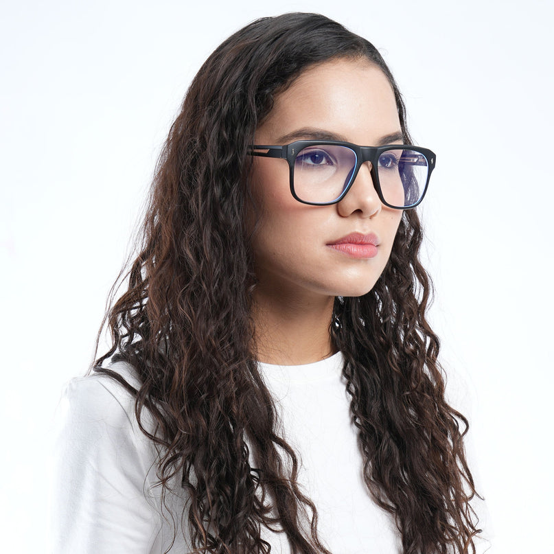 Voyage Lumina Black Wayfarer Eyeglasses for Men & Women - MG5396-C1