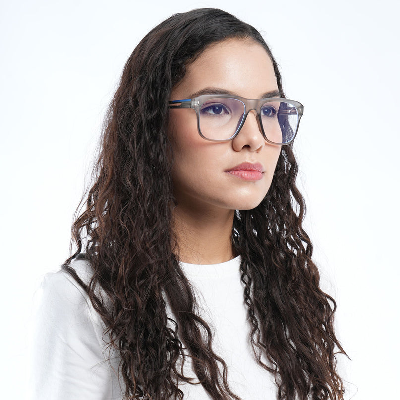 Voyage Lumina Grey Wayfarer Eyeglasses for Men & Women - MG5397-C2