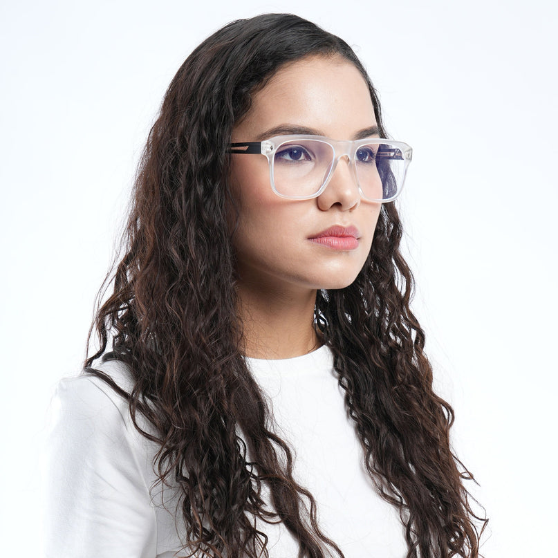 Voyage Lumina Matt Transparent Wayfarer Eyeglasses for Men & Women - MG5398-C3