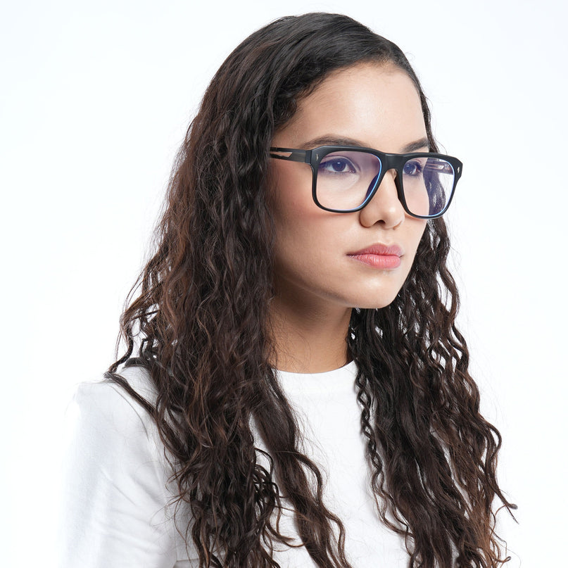 Voyage Lumina Black Wayfarer Eyeglasses for Men & Women - MG5399-C4