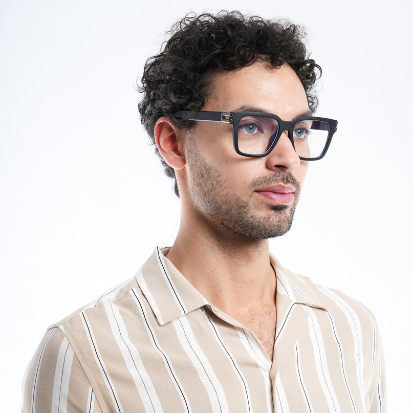 Eyejack Sonic Matt Black Square Eyeglasses for Men & Women (82102CL584-C2)