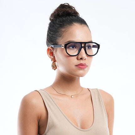 Eyejack Shadow Shine Black Wayfarer Eyeglasses for Men & Women (82104FCL1302-C1)
