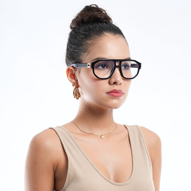 Eyejack Shadow Shine Black Wayfarer Eyeglasses for Men & Women (82104FCL1302-C1)