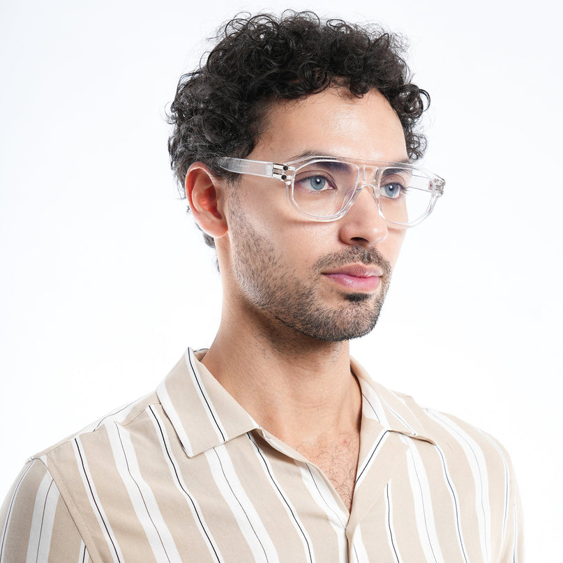 Eyejack Shadow Transparent Wayfarer Eyeglasses for Men & Women (82104MG4959-C2)