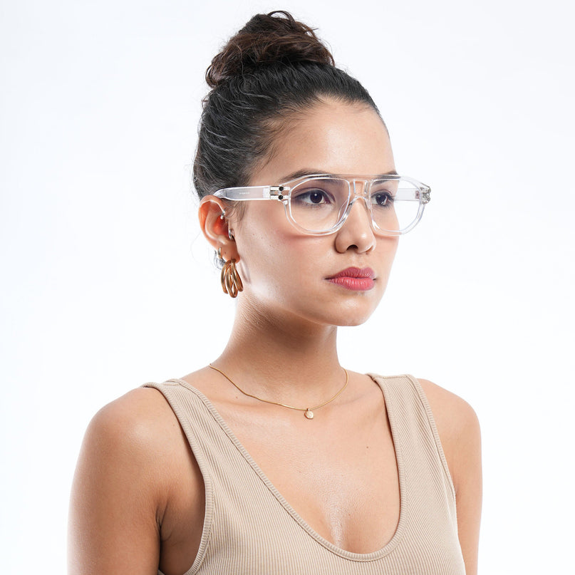 Eyejack Shadow Transparent Wayfarer Eyeglasses for Men & Women (82104MG4959-C2)