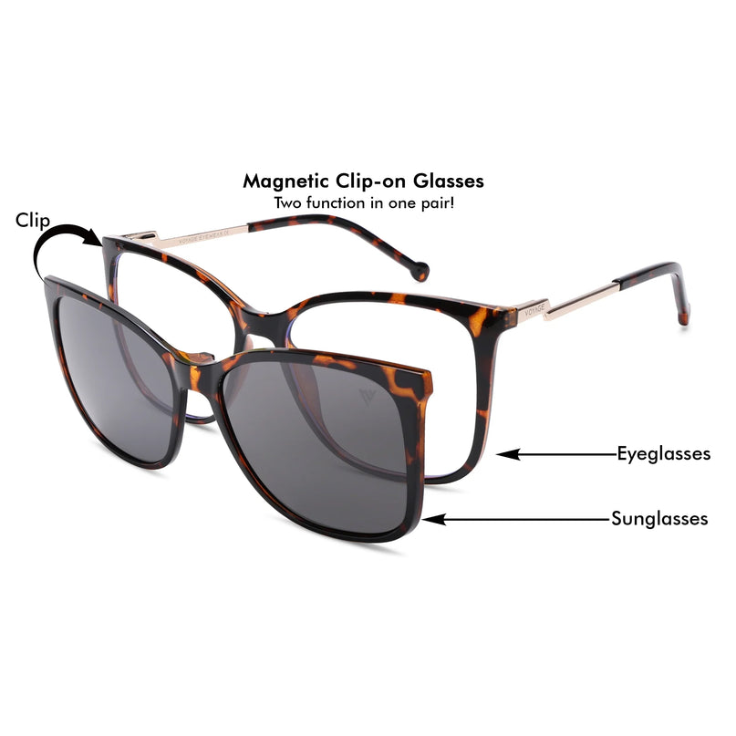Voyage Glam Demi Brown Cateye TR Clip-On Polarized Sunglasses for Women - PMG4821-C2