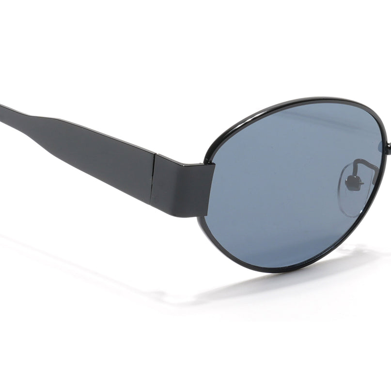 Oval Sunglasses for Men & Women (Grey Lens | Black Frame - MG7038)