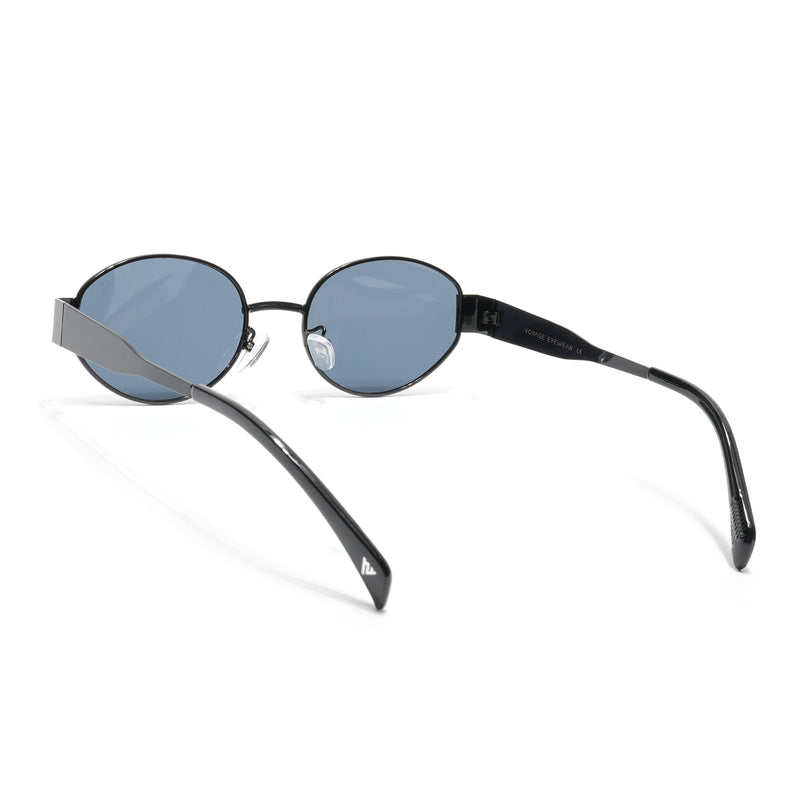 Oval Sunglasses for Men & Women (Grey Lens | Black Frame - MG7038)