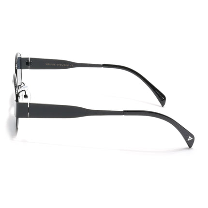 Oval Sunglasses for Men & Women (Grey Lens | Black Frame - MG7038)