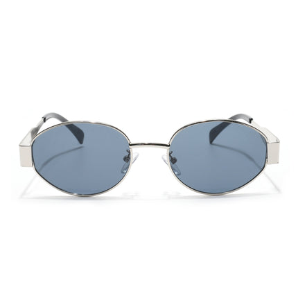 Oval Sunglasses for Men & Women (Grey Lens | Silver Frame - MG7039)