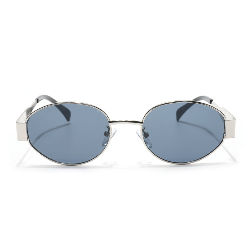Oval Sunglasses for Men & Women (Grey Lens | Silver Frame - MG7039)