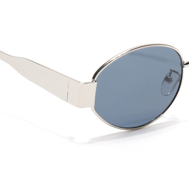 Oval Sunglasses for Men & Women (Grey Lens | Silver Frame - MG7039)