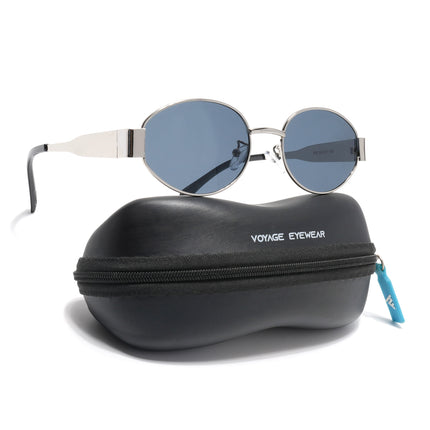 Oval Sunglasses for Men & Women (Grey Lens | Silver Frame - MG7039)