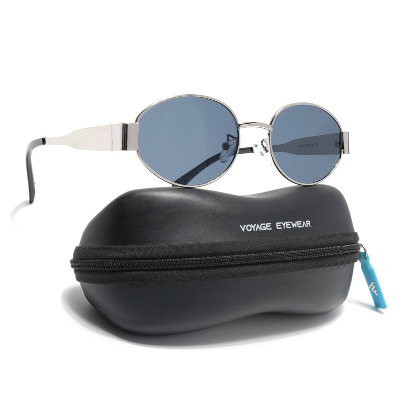 Oval Sunglasses for Men & Women (Grey Lens | Silver Frame - MG7039)