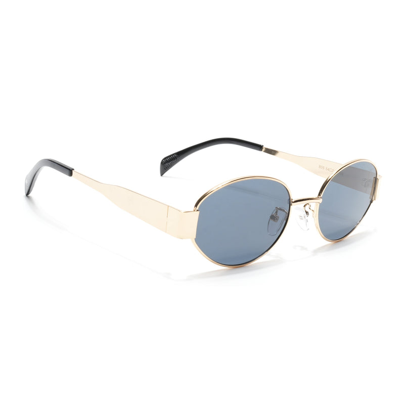 Oval Sunglasses for Men & Women (Grey Lens | Golden Frame - MG7040)