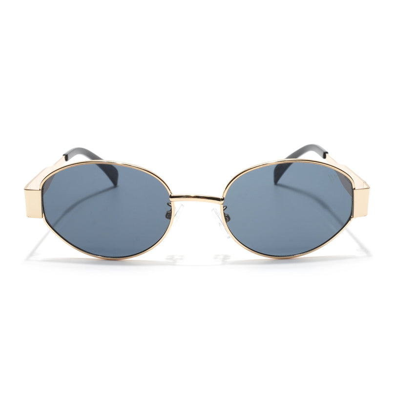 Oval Sunglasses for Men & Women (Grey Lens | Golden Frame - MG7040)