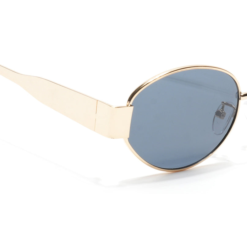 Oval Sunglasses for Men & Women (Grey Lens | Golden Frame - MG7040)