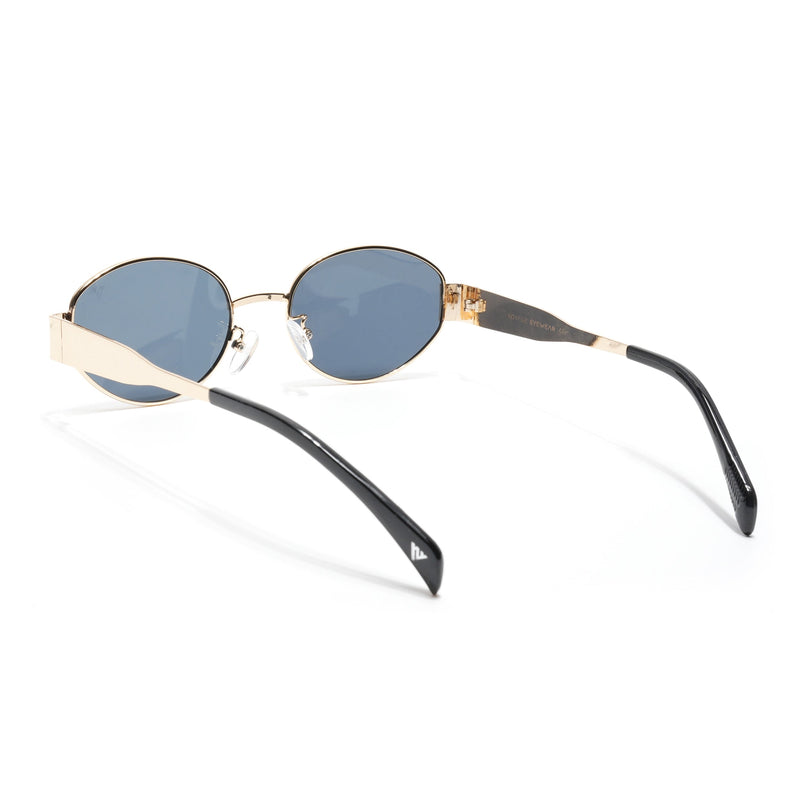 Oval Sunglasses for Men & Women (Grey Lens | Golden Frame - MG7040)