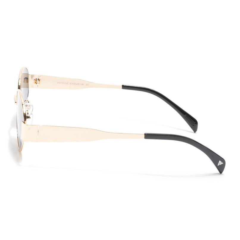 Oval Sunglasses for Men & Women (Grey Lens | Golden Frame - MG7040)
