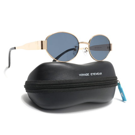 Oval Sunglasses for Men & Women (Grey Lens | Golden Frame - MG7040)