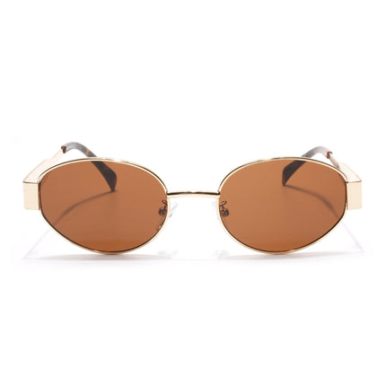 Oval Sunglasses for Men & Women (Brown Lens | Golden Frame - MG7041)