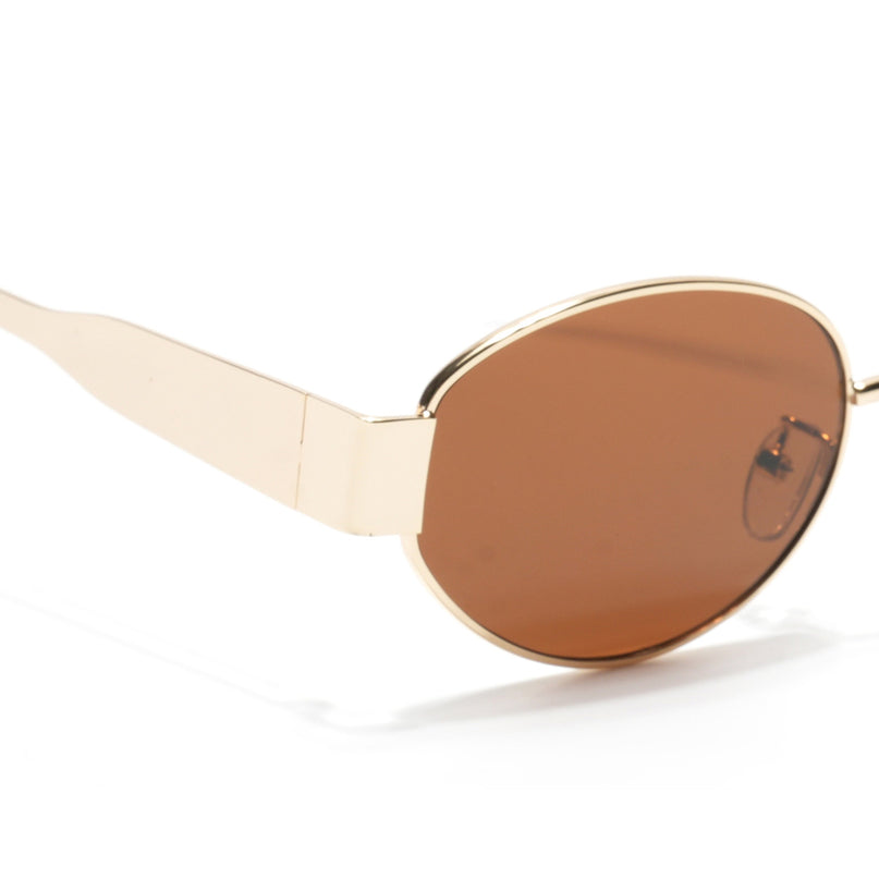 Oval Sunglasses for Men & Women (Brown Lens | Golden Frame - MG7041)