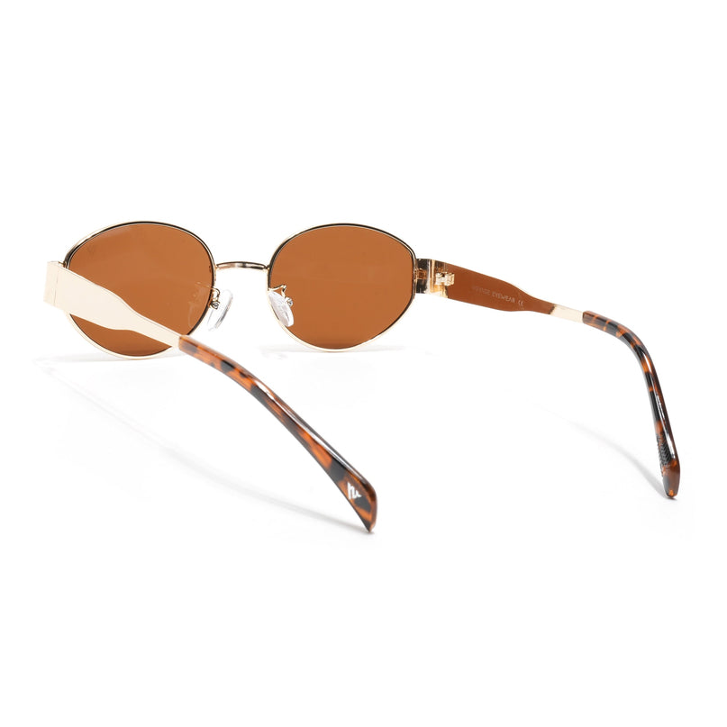 Oval Sunglasses for Men & Women (Brown Lens | Golden Frame - MG7041)
