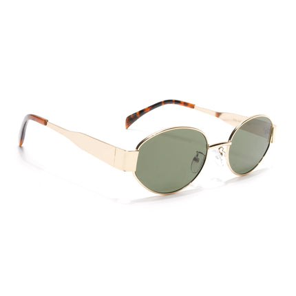Oval Sunglasses for Men & Women (Olive Lens | Golden Frame - MG7042)