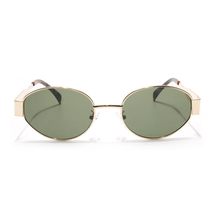 Oval Sunglasses for Men & Women (Olive Lens | Golden Frame - MG7042)