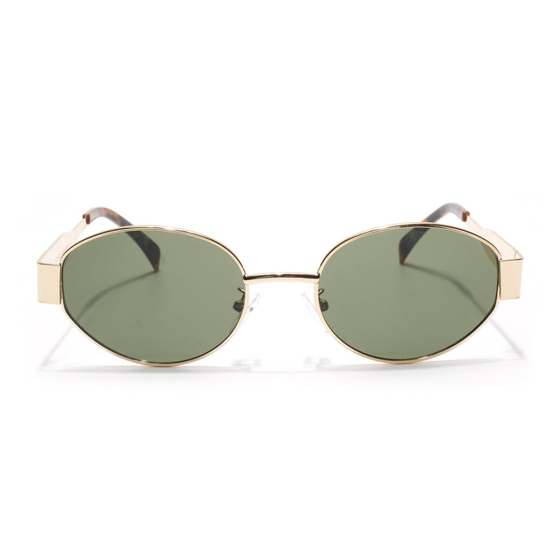 Oval Sunglasses for Men & Women (Olive Lens | Golden Frame - MG7042)