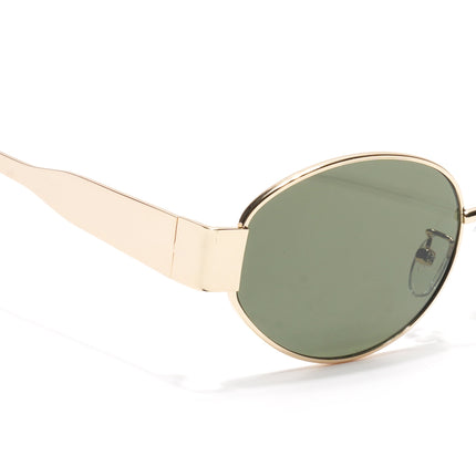 Oval Sunglasses for Men & Women (Olive Lens | Golden Frame - MG7042)