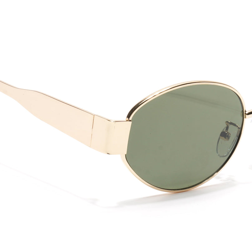 Oval Sunglasses for Men & Women (Olive Lens | Golden Frame - MG7042)
