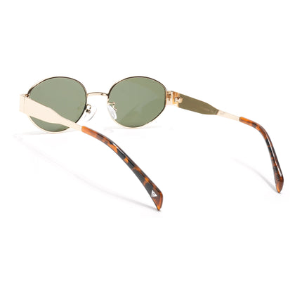 Oval Sunglasses for Men & Women (Olive Lens | Golden Frame - MG7042)