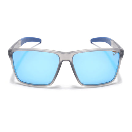 Wayfarer Polarized Sunglasses | Blue Lens | Grey Frame - PMG6750