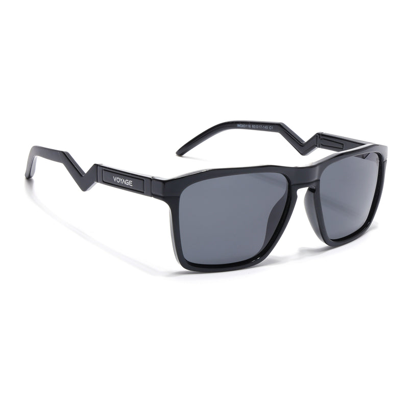 Wayfarer Polarized Sunglasses  Black Lens | Shine Black Frame - PMG6753
