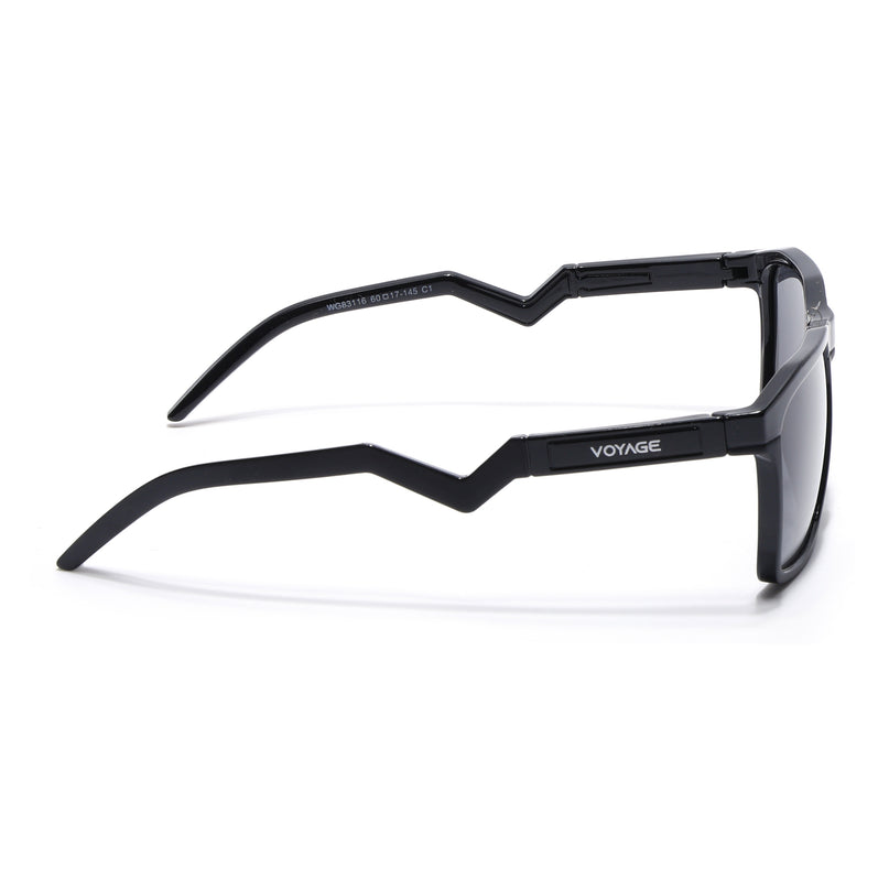 Wayfarer Polarized Sunglasses  Black Lens | Shine Black Frame - PMG6753