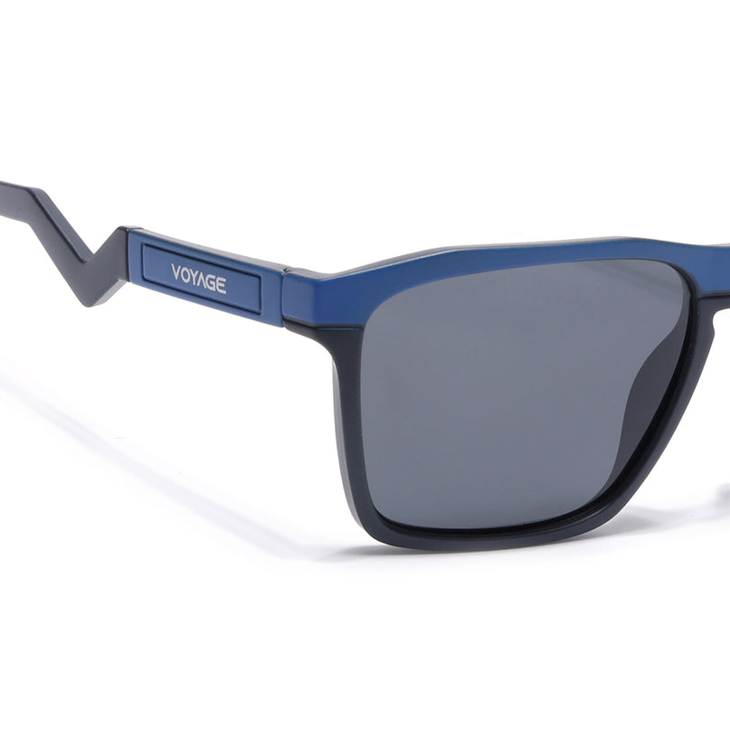 Wayfarer Polarized Sunglasses | Black Lens | Blue & Grey Frame - PMG6754