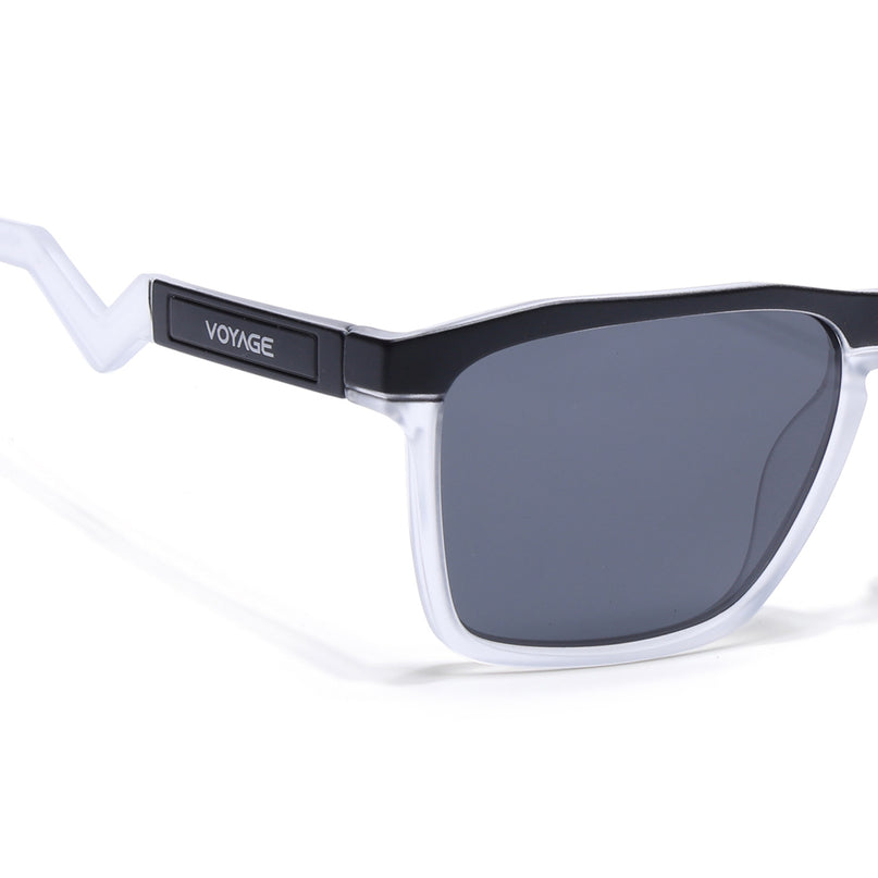 Wayfarer Polarized Sunglasses | Black Lens | Black & Transparent Frame - PMG6755