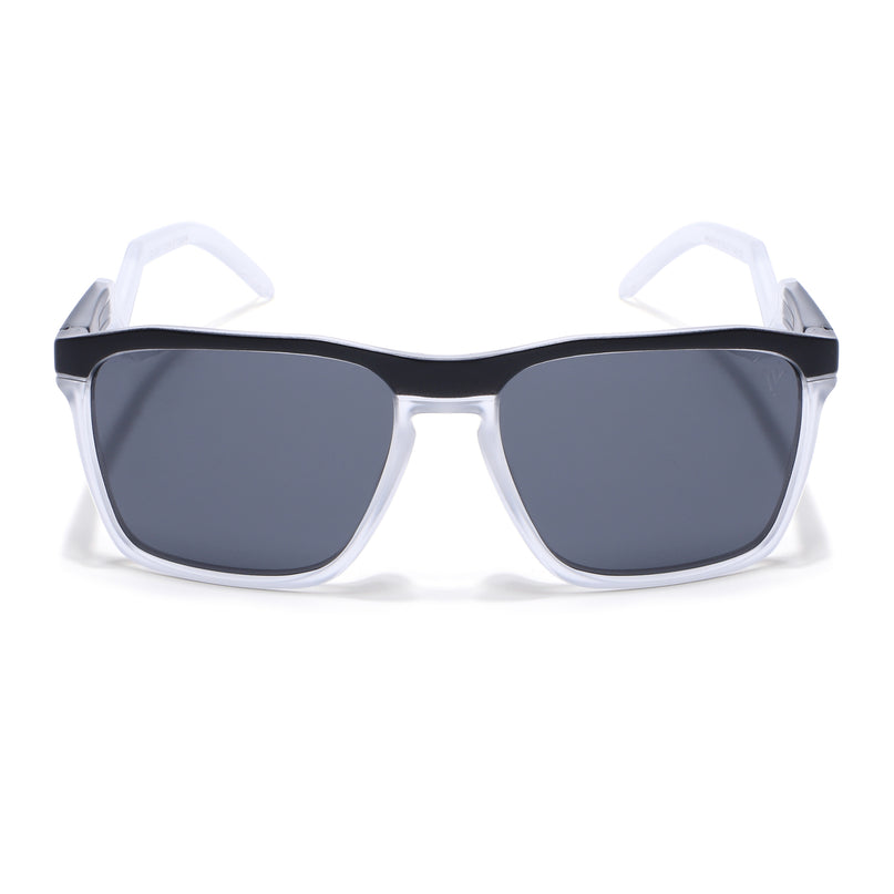 Wayfarer Polarized Sunglasses | Black Lens | Black & Transparent Frame - PMG6755