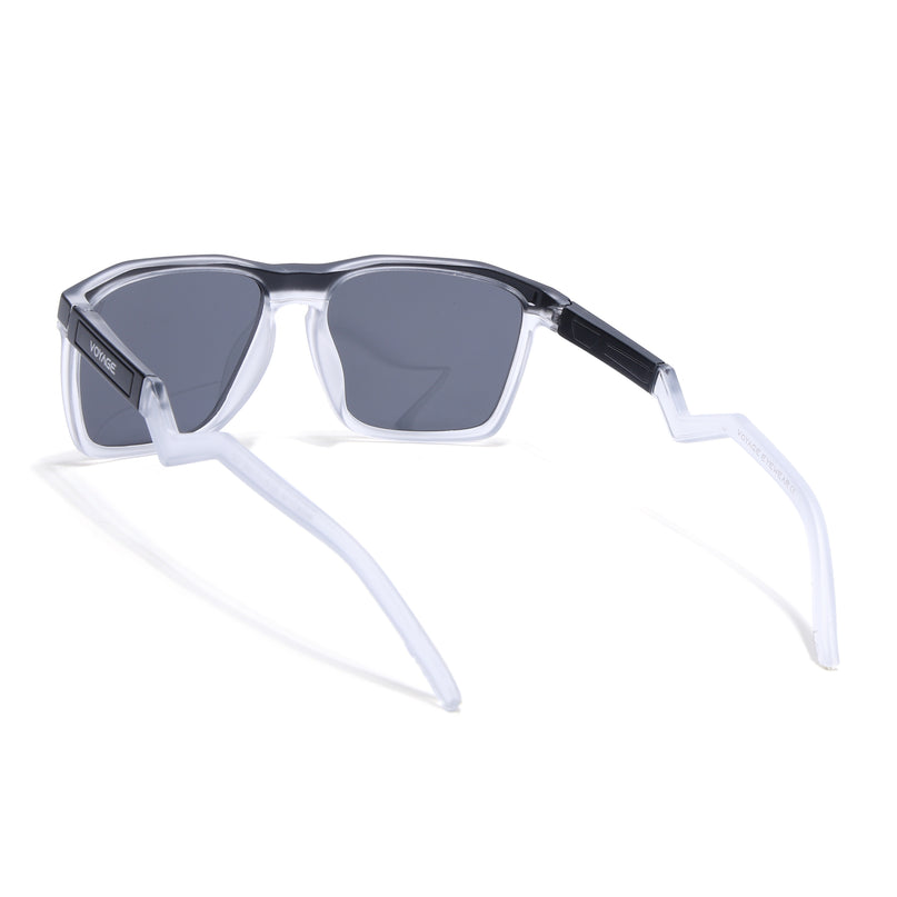 Wayfarer Polarized Sunglasses | Black Lens | Black & Transparent Frame - PMG6755
