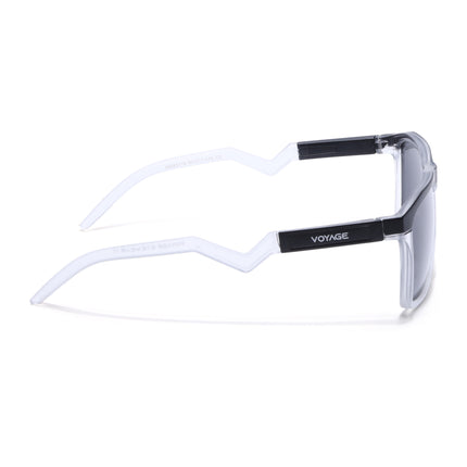 Wayfarer Polarized Sunglasses | Black Lens | Black & Transparent Frame - PMG6755